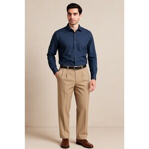 Crazy Horse‎ Men's Khaki Pleated Dress Pants 38x32 Classic Fit Workwear Slacks